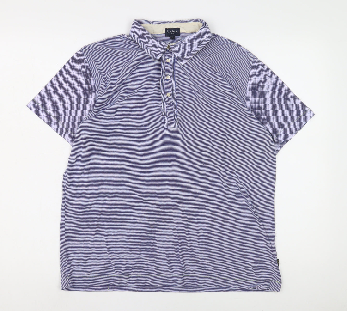 Paul Smith Men's Blue Striped Polo Shirt Size L