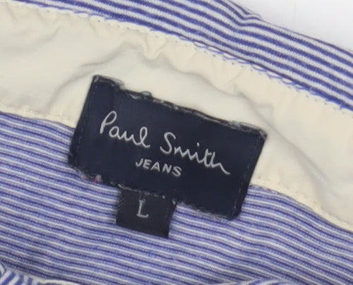 Paul Smith Men's Blue Striped Polo Shirt Size L