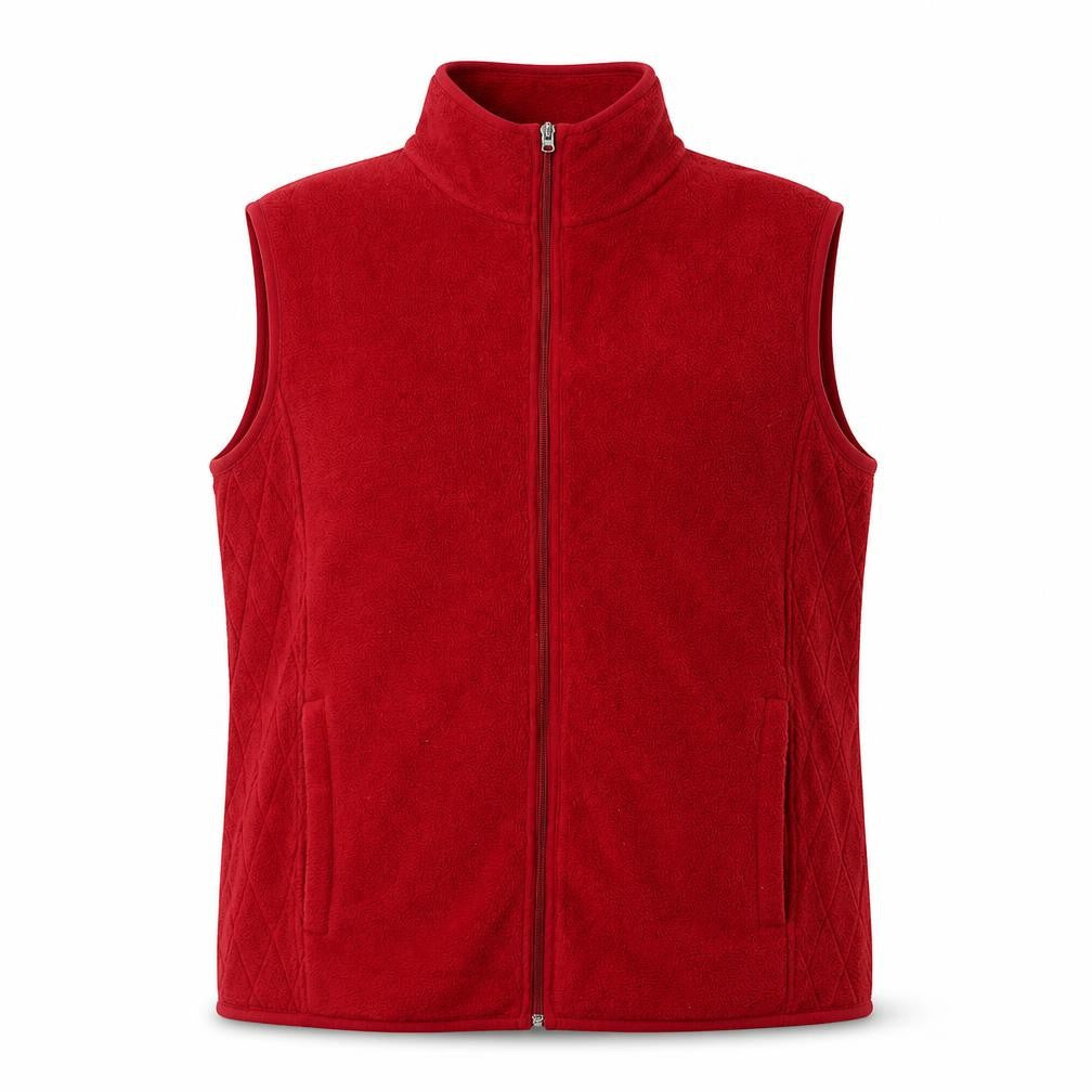 Front view of Isabelle Women's Red Fleece Waistcoat, size 14