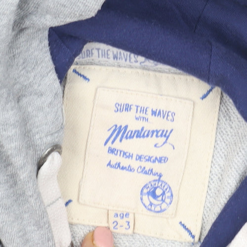 Mandarcy Boys Grey Pullover Hoodie, Age 2-3 Years, Surf Theme