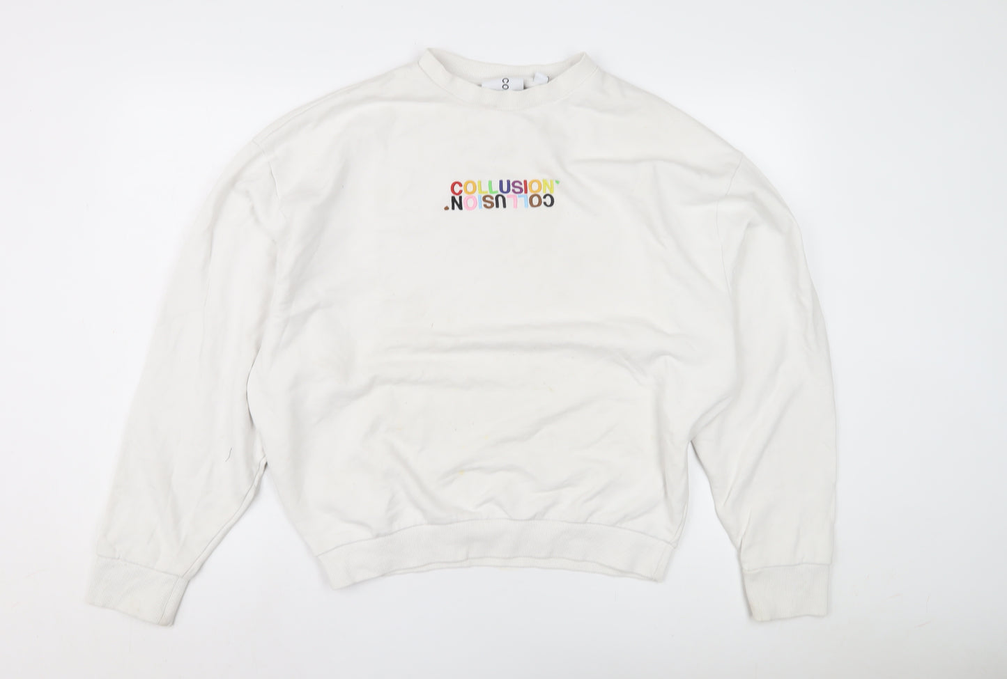 Collusion Men’s White Graphic Print Sweatshirt M