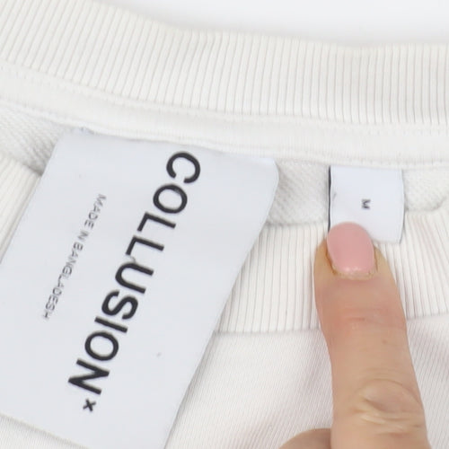 Collusion Men’s White Graphic Print Sweatshirt M