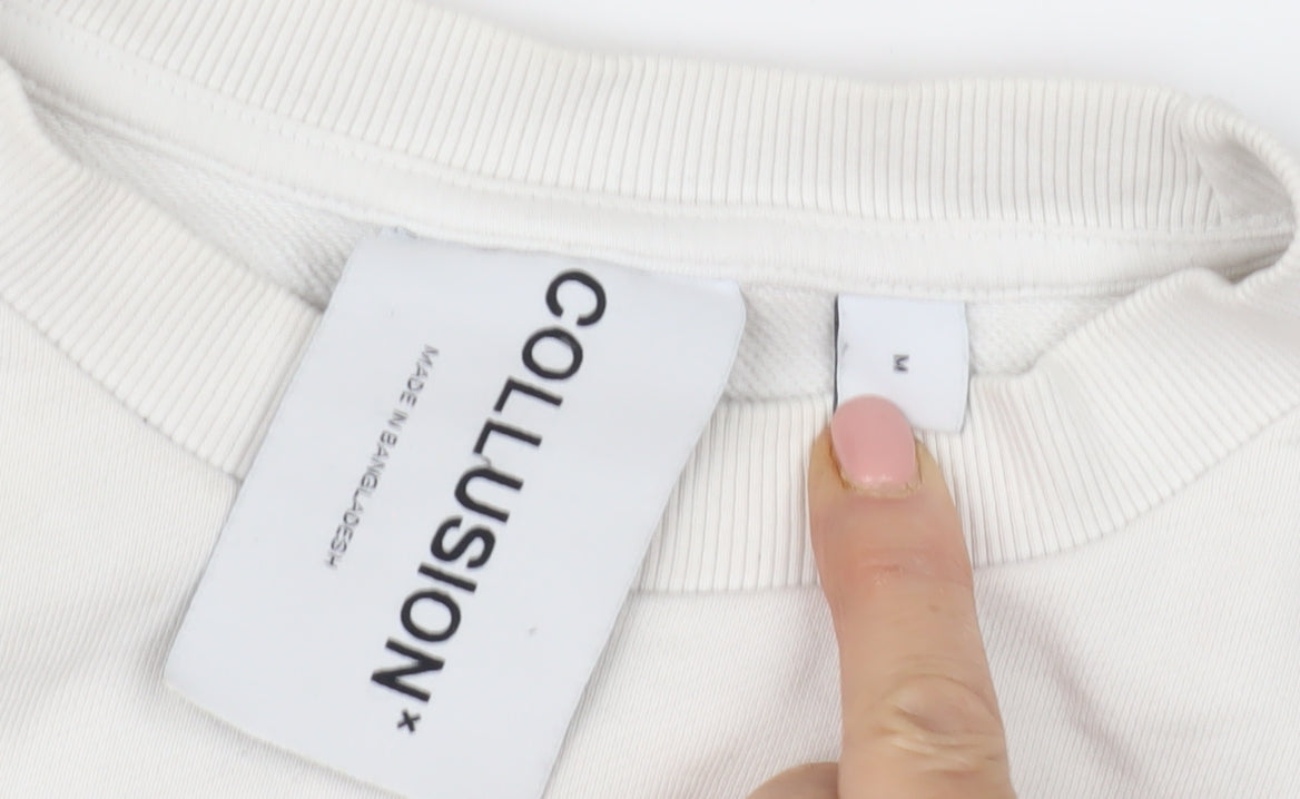 Collusion Men’s White Graphic Print Sweatshirt M