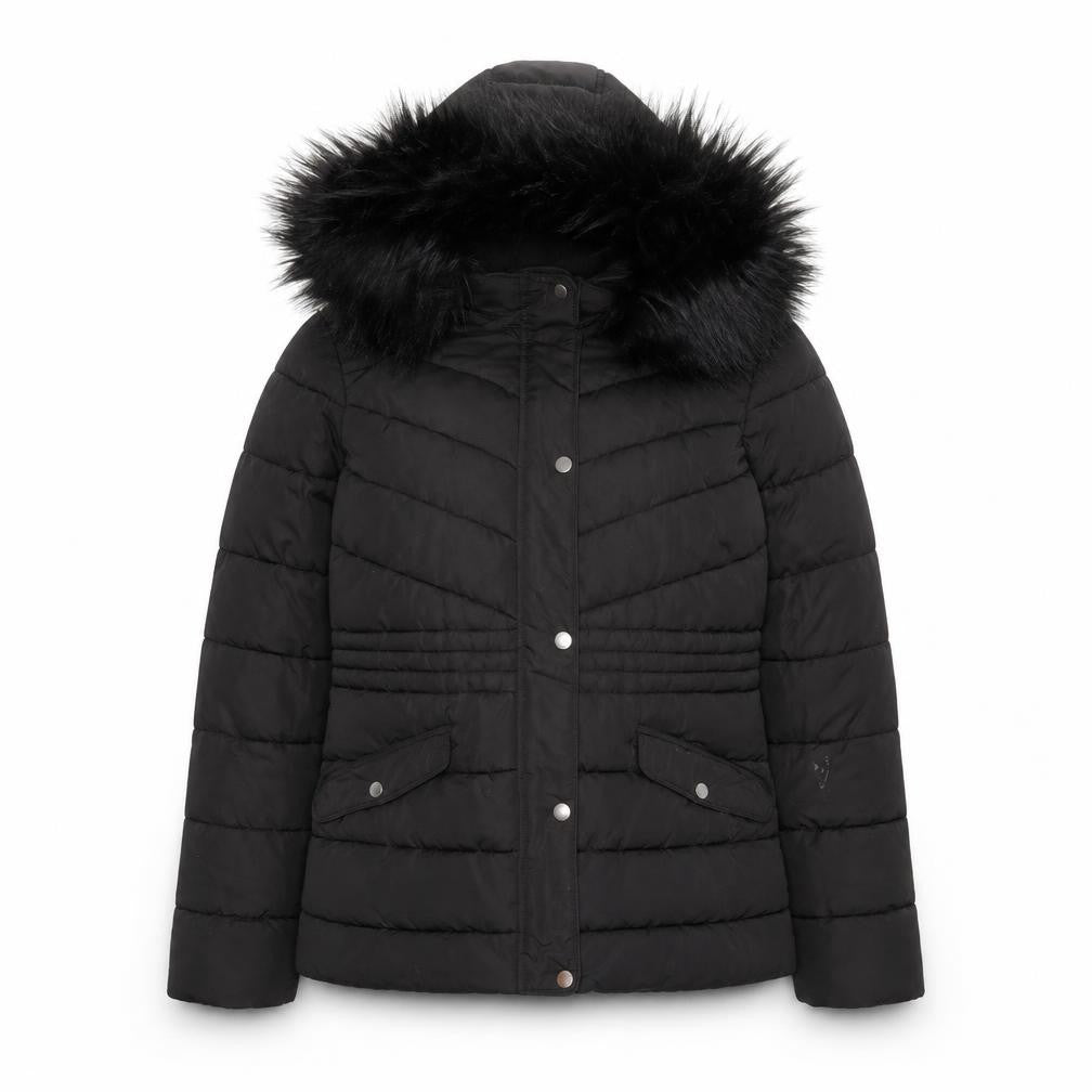 Front view of New Look Women's Black Puffer Jacket, size 12