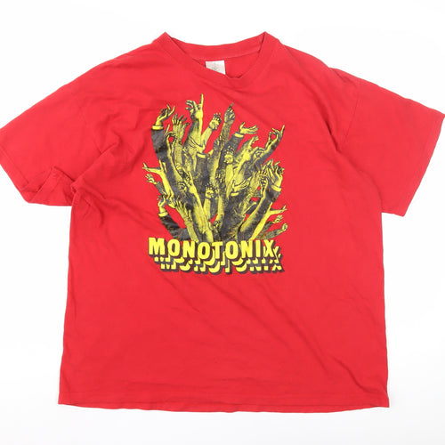 B&C Collection Red Monotonix Graphic Men's T-Shirt M