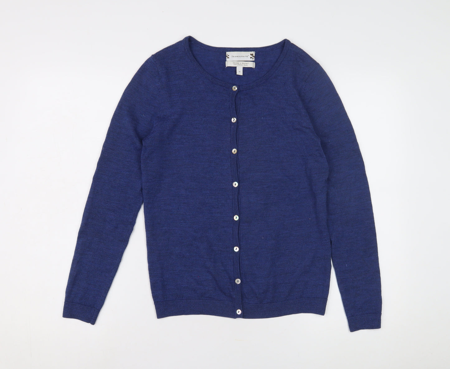 Deane & White Women's Blue Merino Wool Cardigan, M