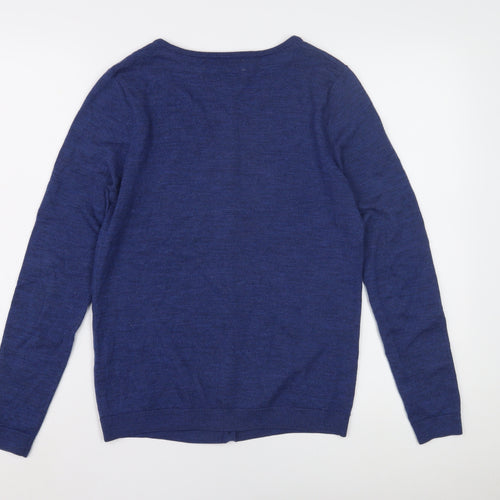 Deane & White Women's Blue Merino Wool Cardigan, M