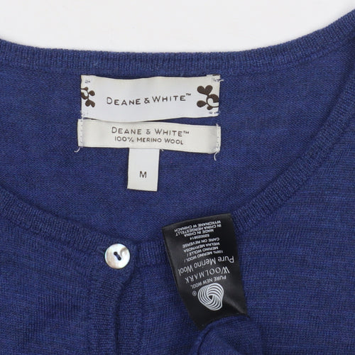 Deane & White Women's Blue Merino Wool Cardigan, M