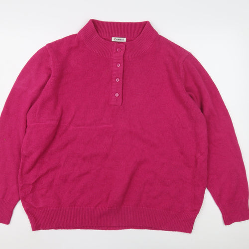 Damart Women's Pink Henley Jumper L