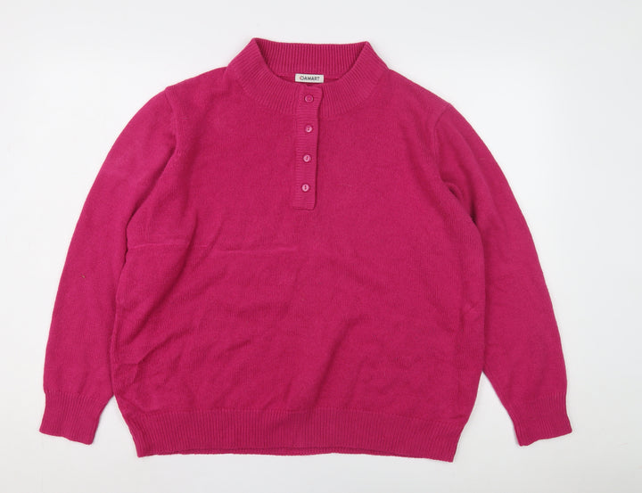 Damart Women's Pink Henley Jumper L
