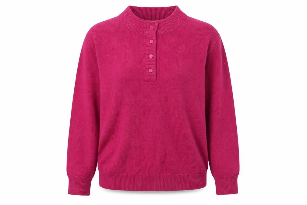 Front view of Damart Women's Pink Henley Jumper L