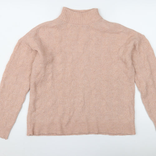 Pieces Women's Pink Cable-Knit Pullover Jumper XS