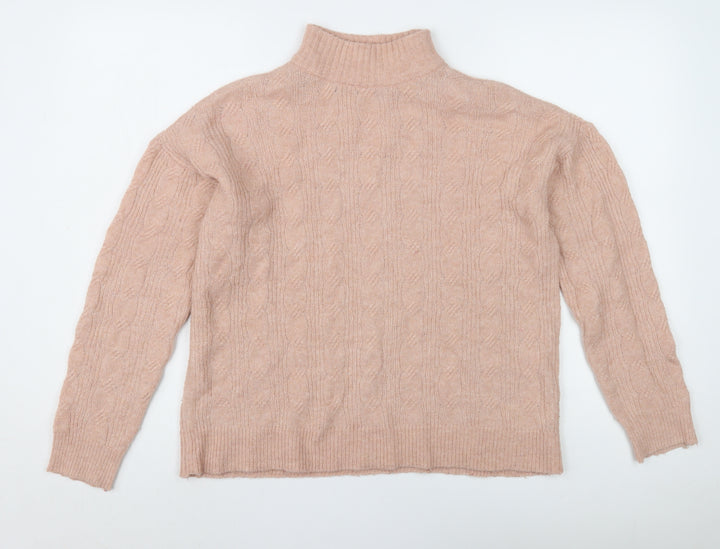 Pieces Women's Pink Cable-Knit Pullover Jumper XS