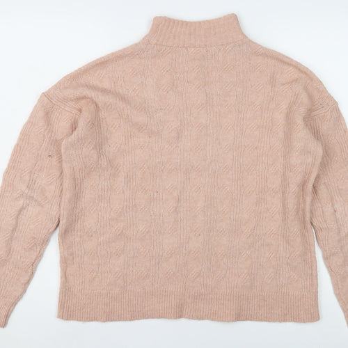 Pieces Women's Pink Cable-Knit Pullover Jumper XS