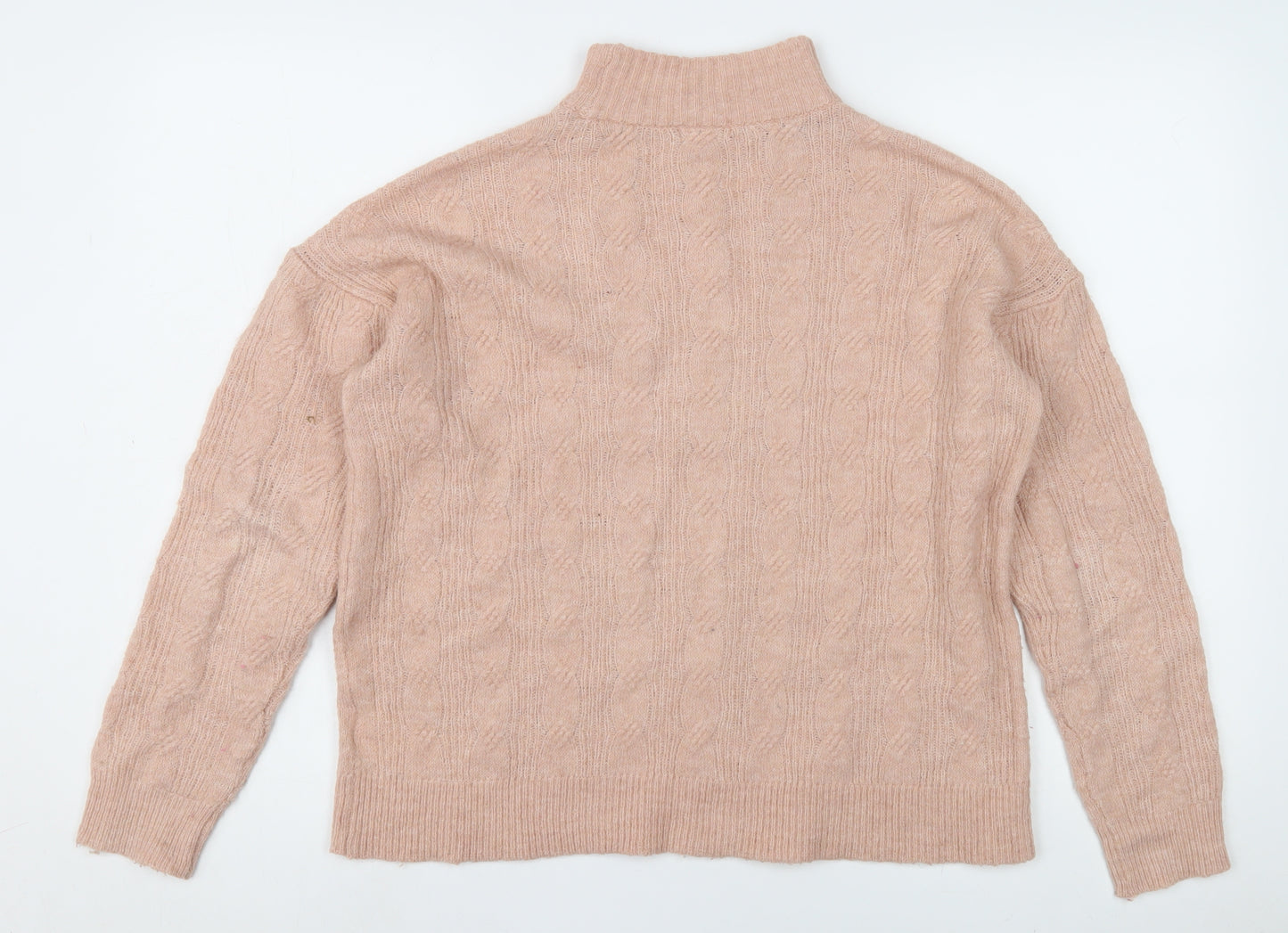 Pieces Women's Pink Cable-Knit Pullover Jumper XS