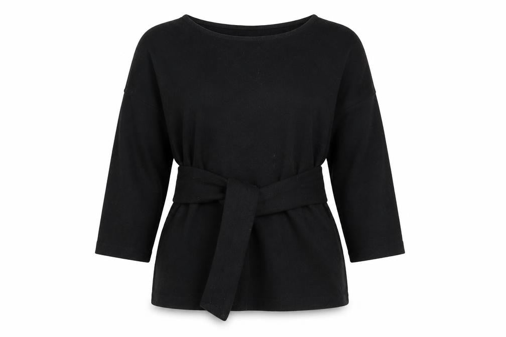 Front view of Great Plains Women Black Boat Neck Jumper S