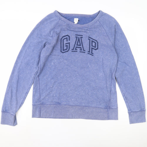 Gap Women Blue Sweatshirt, Graphic Print, Size S