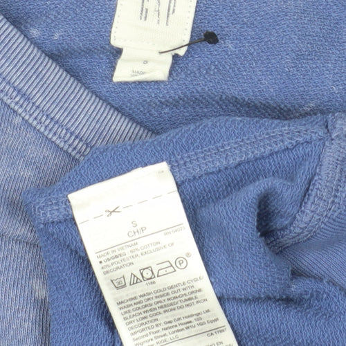Gap Women Blue Sweatshirt, Graphic Print, Size S