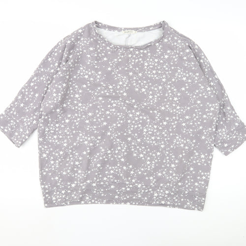 WoolOvers Women's Grey Star Pyjama Top M 3/4 Sleeve