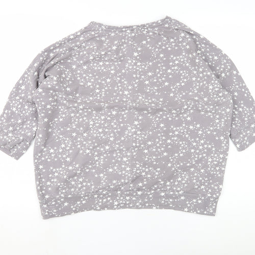 WoolOvers Women's Grey Star Pyjama Top M 3/4 Sleeve