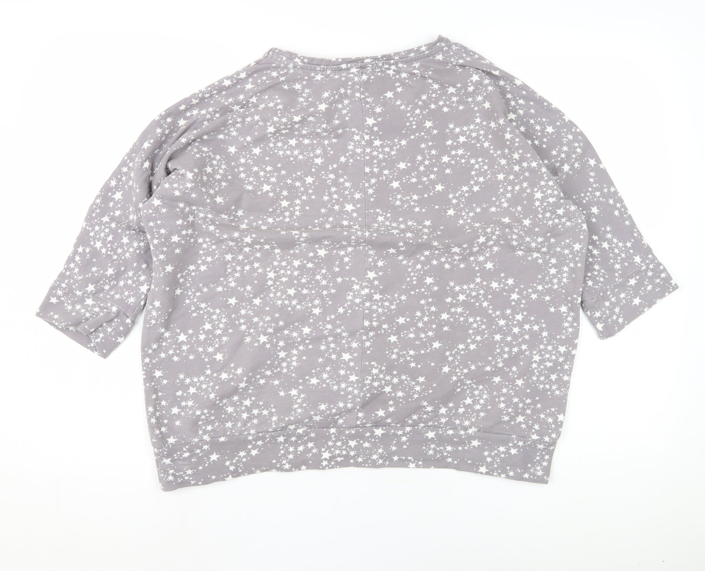 WoolOvers Women's Grey Star Pyjama Top M 3/4 Sleeve