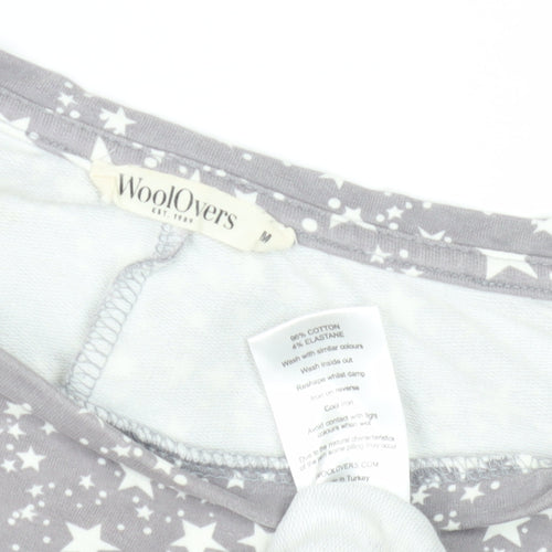 WoolOvers Women's Grey Star Pyjama Top M 3/4 Sleeve