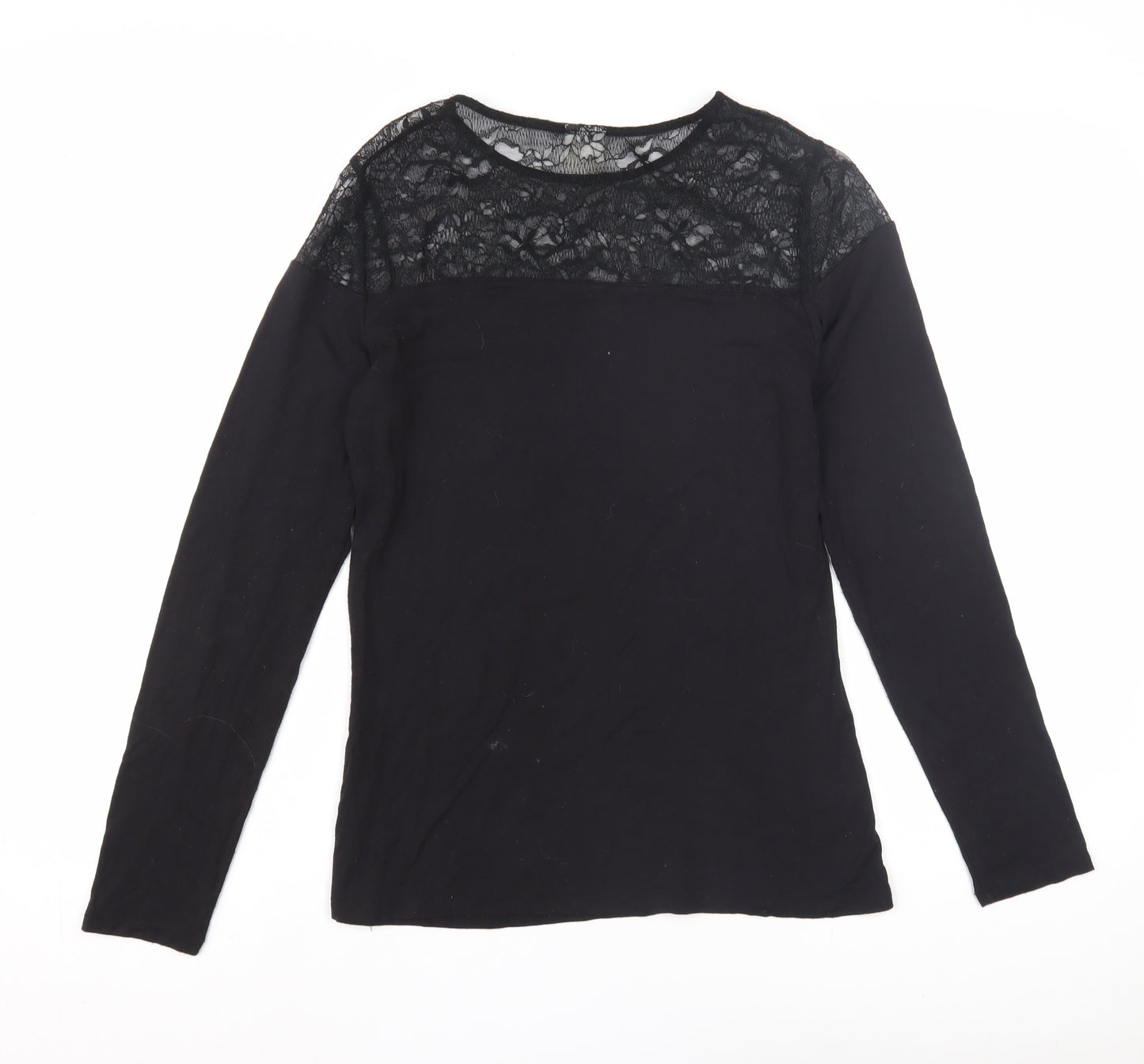 Women's Black Long Sleeve Lace Blouse - Medium
