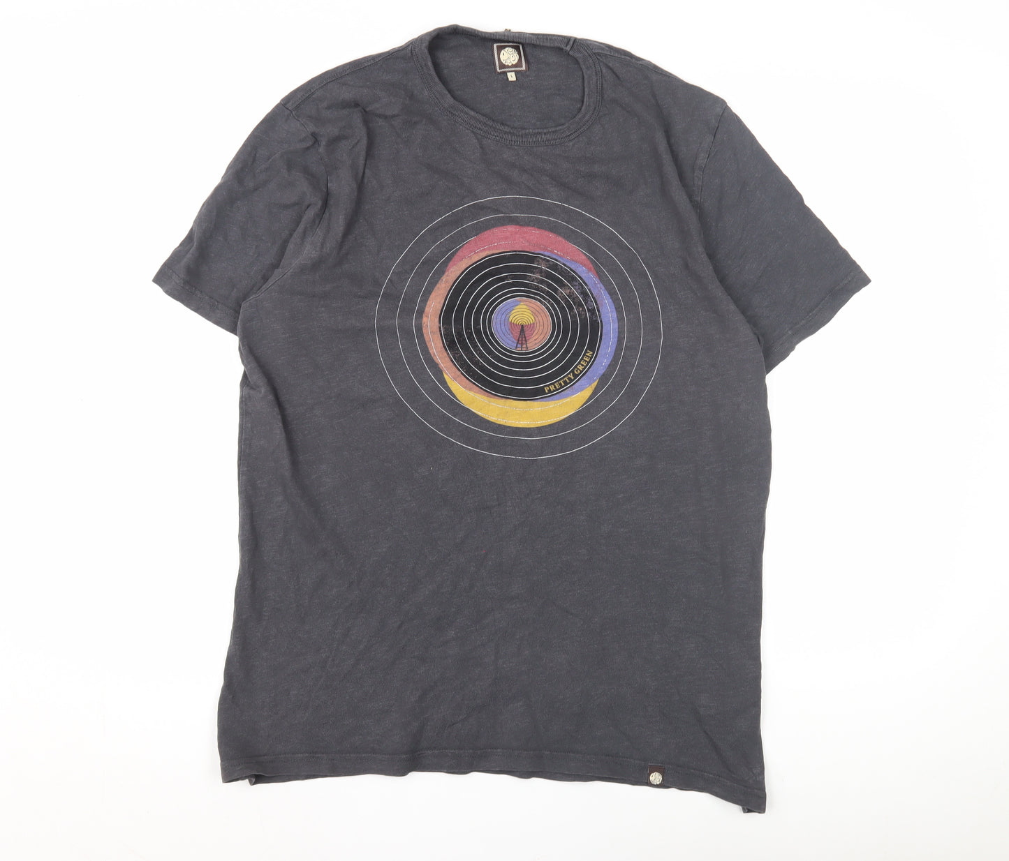 Pretty Green Men's Black Graphic Tee Size L - Stylish Cotton