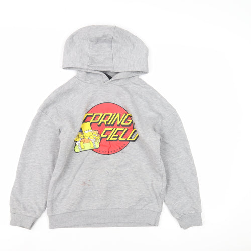 Boys Grey The Simpsons Graphic Hoodie - Size 8-9, Pullover Style