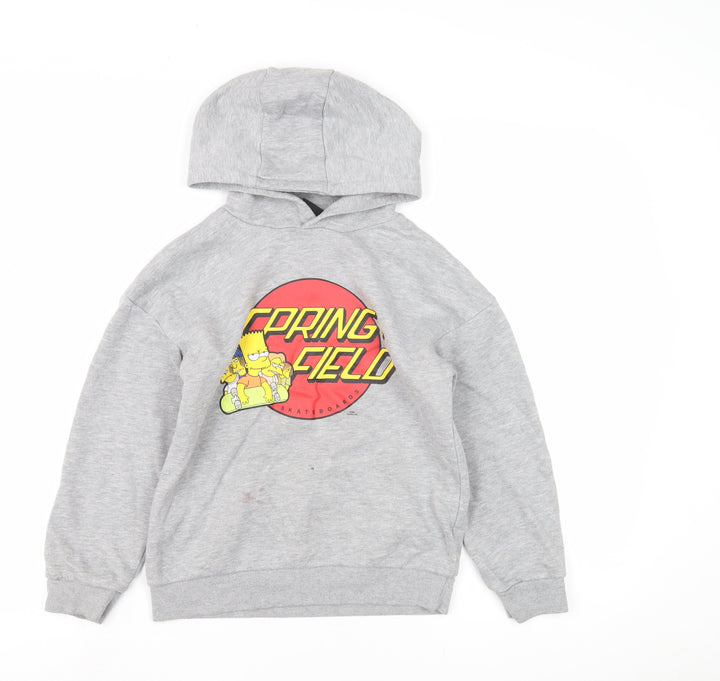 Boys Grey The Simpsons Graphic Hoodie - Size 8-9, Pullover Style