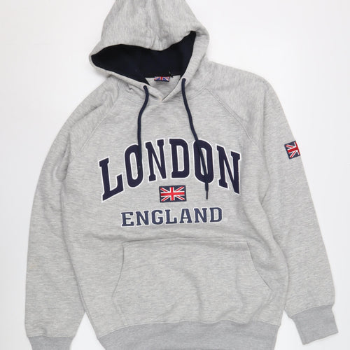 K.K Apparel Men's Grey London Hoodie, L, Pullover