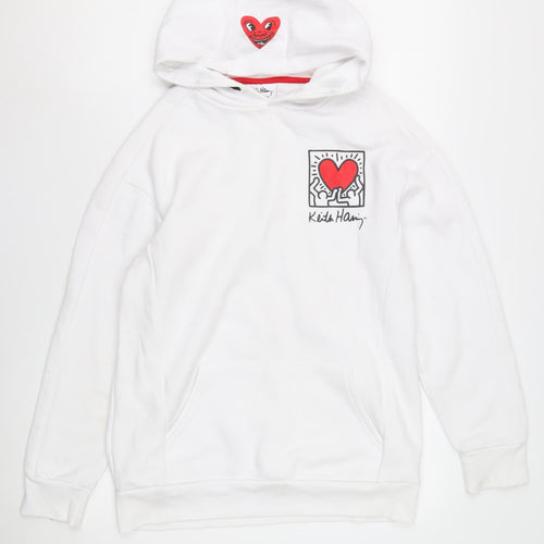 Keith Haring Unisex Kids White Pullover Hoodie 14-15 Years