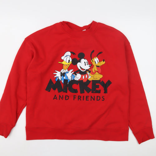 Disney Women's Red Mickey Sweatshirt Size 10 - Cartoon Pullover