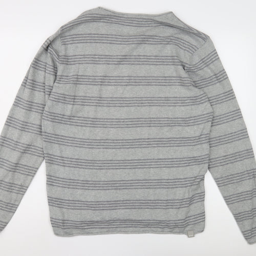 Bench Men's Grey Striped Long Sleeve Shirt L
