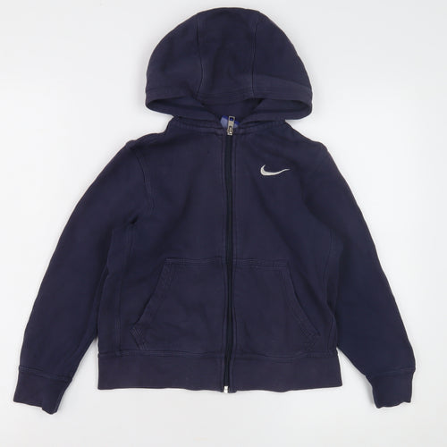 Nike Boys Blue Full Zip Hoodie, Size 8-10, Casual Fleece