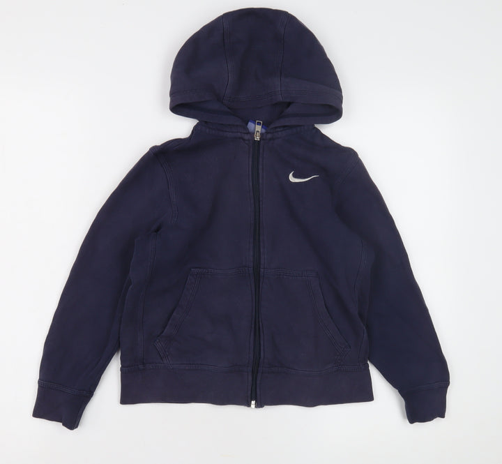 Nike Boys Blue Full Zip Hoodie, Size 8-10, Casual Fleece