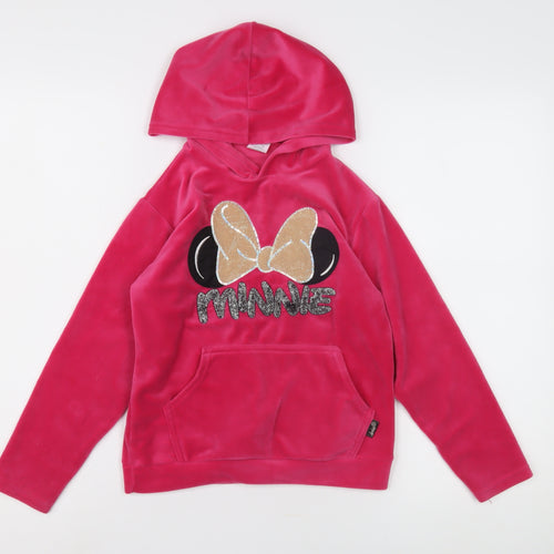 Lambda Girls Pink Minnie Glitter Hoodie - Size 8 Years