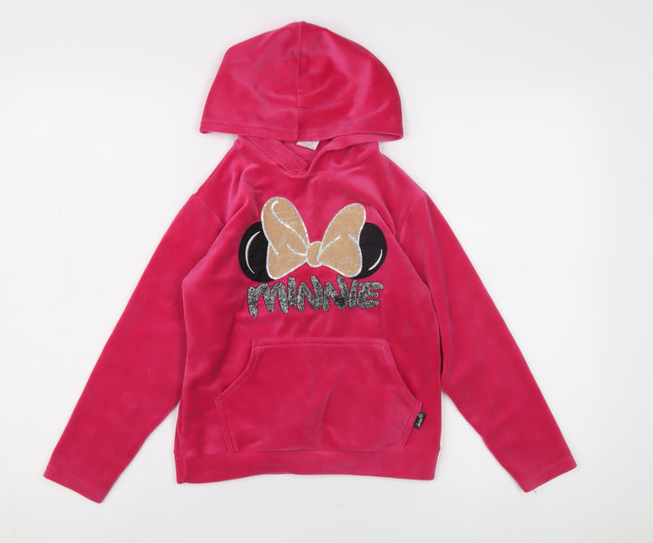Lambda Girls Pink Minnie Glitter Hoodie - Size 8 Years