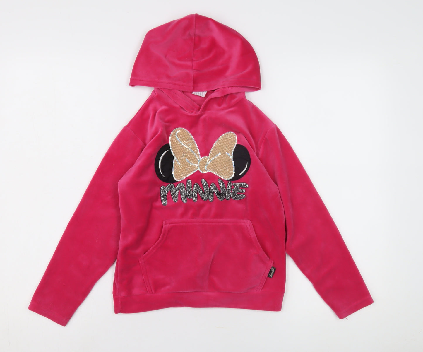 Lambda Girls Pink Minnie Glitter Hoodie - Size 8 Years