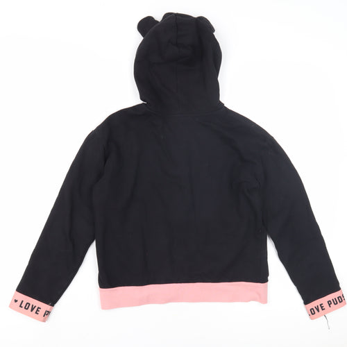 George Girls Black Pullover Hoodie 8-9 Years Graphic Print