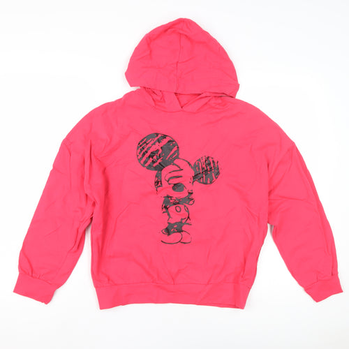 Mickey Mouse Girls Pink Cartoon Hoodie, Size 158