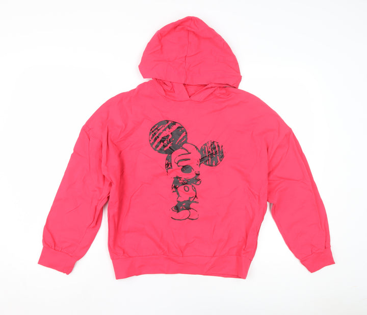 Mickey Mouse Girls Pink Cartoon Hoodie, Size 158