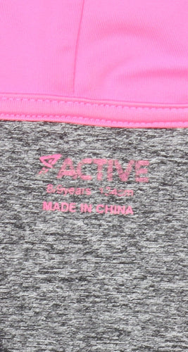Active Girls Grey Pink Full Zip Hoodie, 8 Years, Gym & Training
