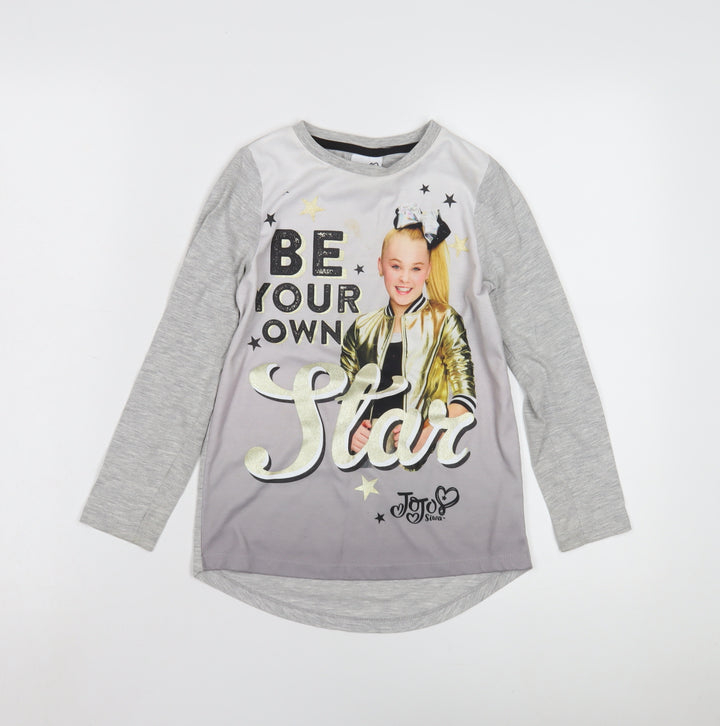 George Girls Grey JoJo Siwa Graphic Long Sleeve T-Shirt 6-7 Years