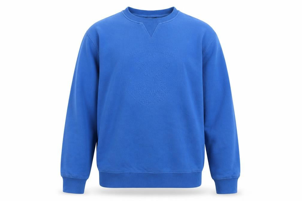 Front view of Oldham Athletic Men's Blue Logo Pullover Sweatshirt M