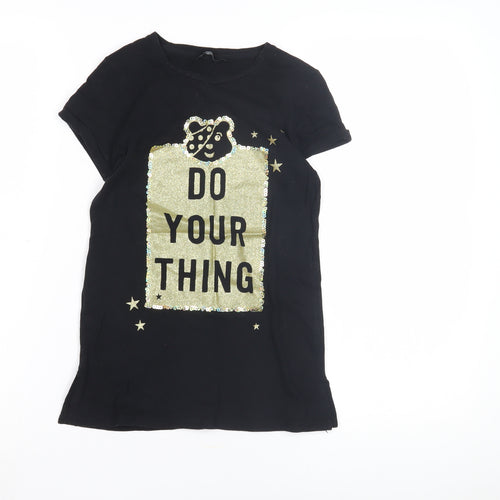 George Girls Black Motivational Graphic T-Shirt 7-8 Years