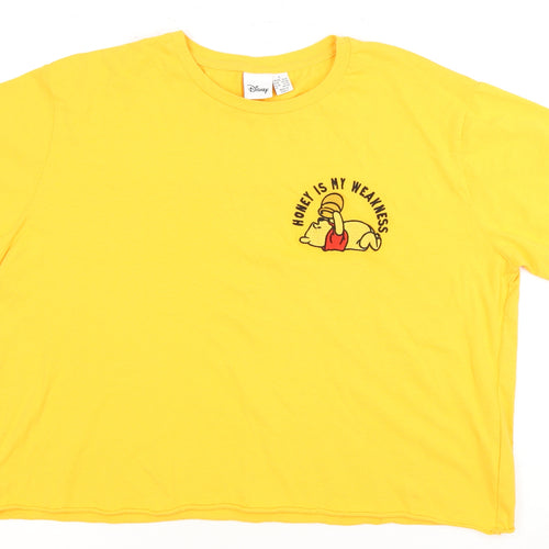Disney Yellow Cartoon T-Shirt, L, Casual Summer Style