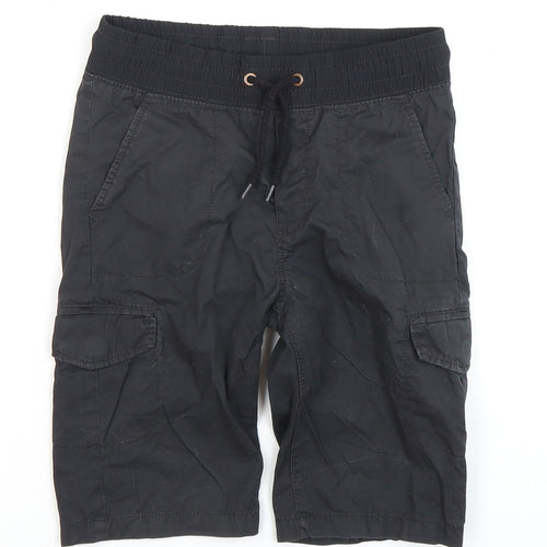 H&M Boys Black Cargo Shorts, 7-8 Years, Elastic Waist