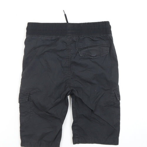 H&M Boys Black Cargo Shorts, 7-8 Years, Elastic Waist