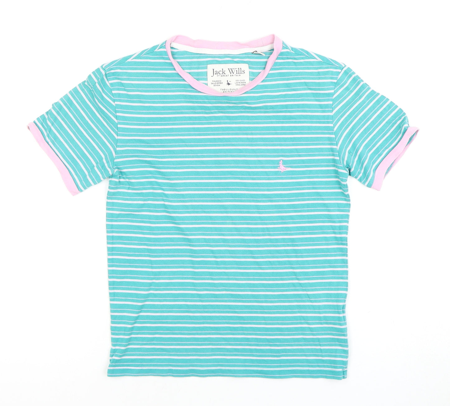 Jack Wills Women's Blue Striped T-Shirt Size 6